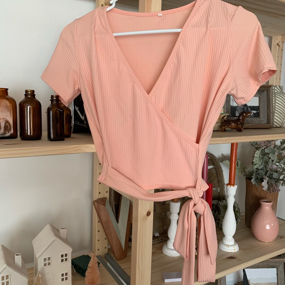 Pink Faux Wrap Top